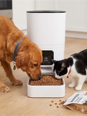 PAPIFEED 2.4G WiFi Automatic Pet Feeder 6L,App Remote Control, Cats & Dogs WHITE